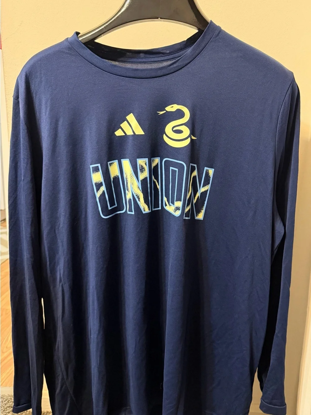 NWT Adidas Philadelphia Union Navy Pregame Performance Long Sleeve Tee 2XL $45